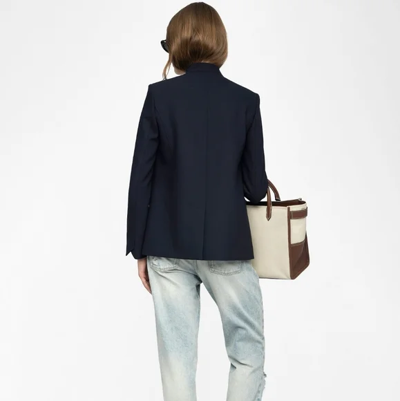 Zadig & Voltaire Verysa Navy Asymmetrical Blazer - Picture 3 of 14